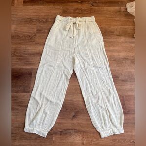 Free People boho genie harem pants size large cream barrel balloon belted beach